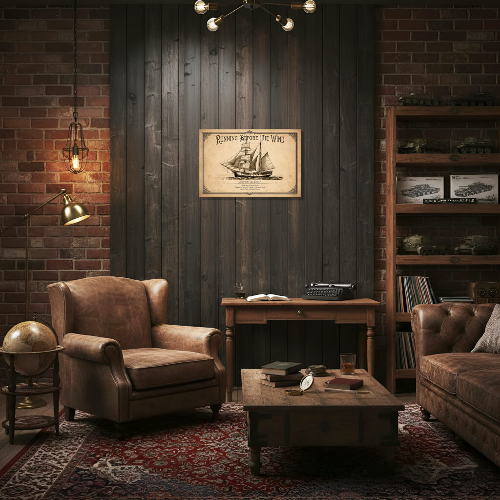 "La Sirena" 1845: Vintage Brigantine Illustration 3 Vintage architectural sketch of the brigantine "La Sirena" from 1845. Two-masted sailing ship with mixed rigging on aged paper background. 3:2 landscape orientation nautical poster.