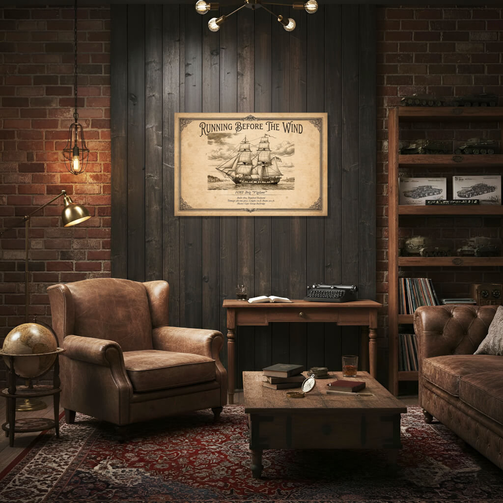 HMS "Vigilant" 1822: Vintage Brig Illustration Digital Edition PDF 3 Vintage engraving of the British naval brig HMS Vigilant. Detailed black ink illustration of a two-masted warship with cannons on aged paper. Nautical decor in 3:2 format.